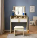 COIFFEUSE ESSINGTON REF DZ-19 1 TIR + POUFF NEW BURLY WOOD / BEIGE MAT