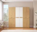 ARMOIRE ESSINGTON REF DZ-19  6PTS NEW BURLY WOOD / BEIGE MAT (WITH LED LIGHTS)