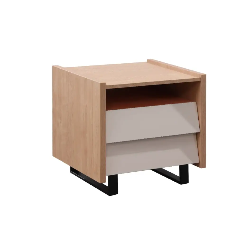 TABLE DE NUIT ROBSON REF DZ-26 2 TIRS NEW BURLY WOOD / CREAM MAT