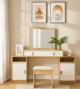 COIFFEUSE ROBSON REF DZ-26 1 TIR + POUFF NEW BURLY WOOD / CREAM MAT