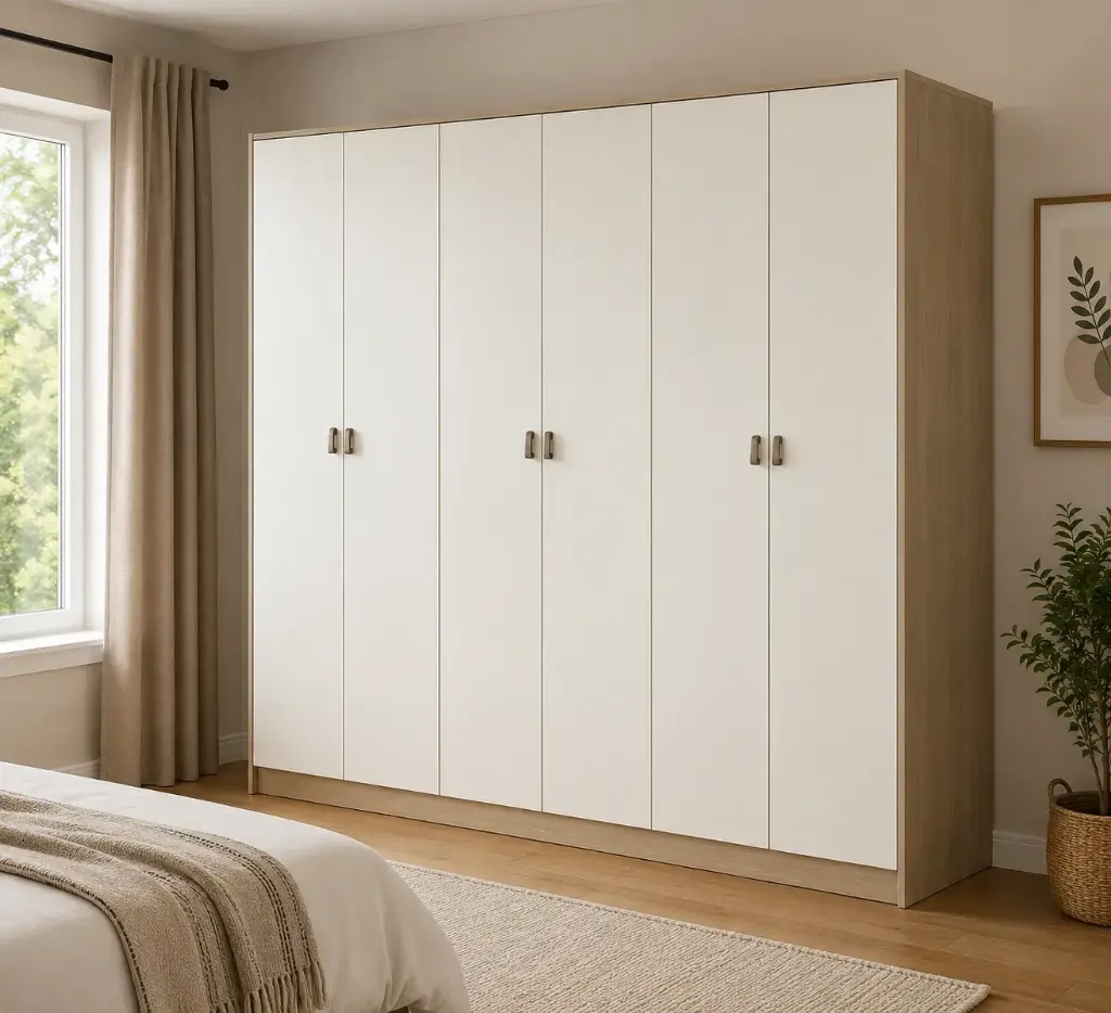 ARMOIRE ROBSON REF DZ-26 6PTS NEW BURLY WOOD / CREAM MAT (WITH LED LIGHTS)