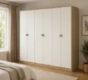 ARMOIRE ROBSON REF DZ-26 6PTS NEW BURLY WOOD / CREAM MAT (WITH LED LIGHTS)
