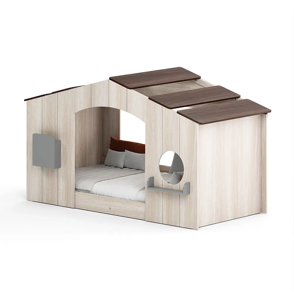 BED ARCADIA KIDS (4PCS) 3'0 BROWN & OAK