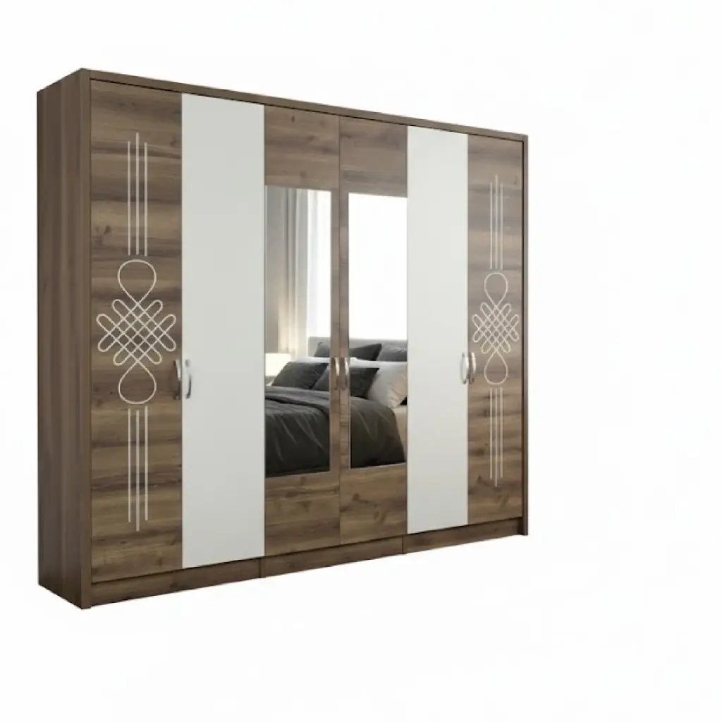 ARMOIRE GRACE 6PTS + MIRROR WITH LED LIGHT DESIGN HUTIT /WHITE 