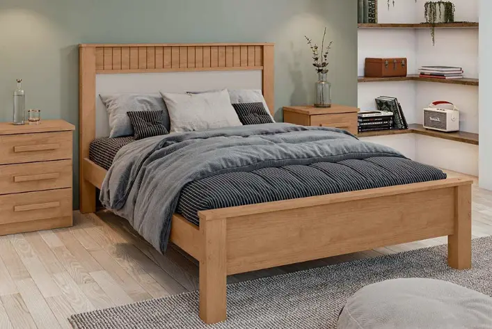 BED ATHENAS (3PC) 4'6 ALMOND CLEAN/OFF WHITE / ALMOND CLEAN 