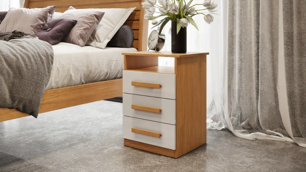 TABLE DE NUIT MALIBU 3 TIRS NATURE / OFF WHITE