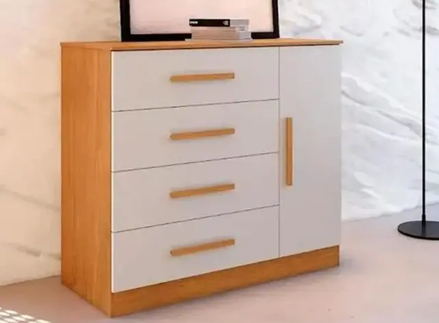 COMMODE ZEUS 4TIRS 1PT NATURE / OFF WHITE