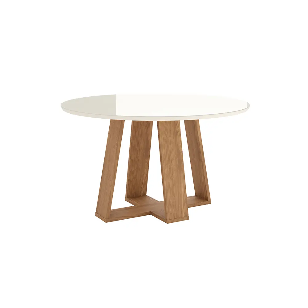 DINING TABLE LINS REF SC130-127  ROUND 1400mm WITH GLASS NATURE / OFF WHITE