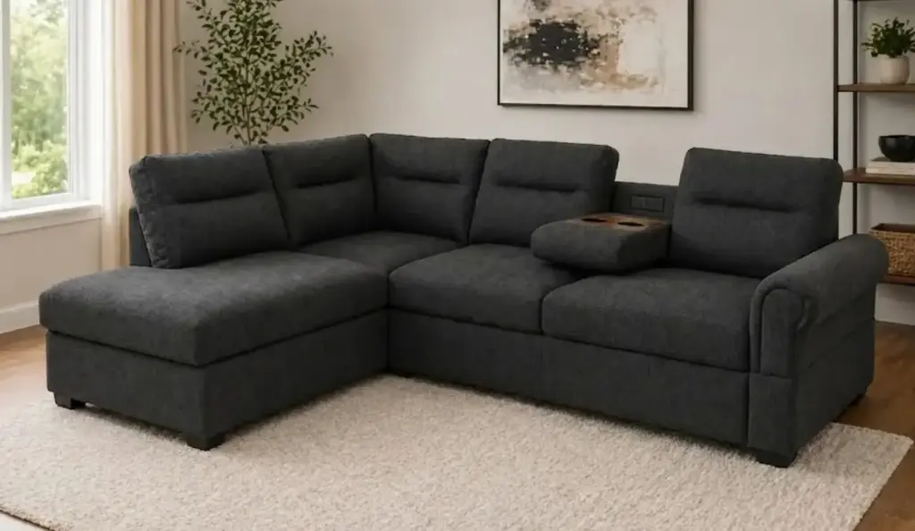 SOFA KAIFA REF SF2545 CORNER WITH STORAGE OTTOMAN + 2 PILLOWS GREY