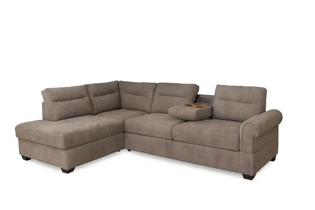 SOFA KAIFA REF SF2545 CORNER WITH STORAGE OTTOMAN + 2 PILLOWS BROWN