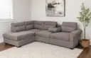 SOFA KAIFA REF SF2545 CORNER WITH STORAGE OTTOMAN + 2 PILLOWS BROWN