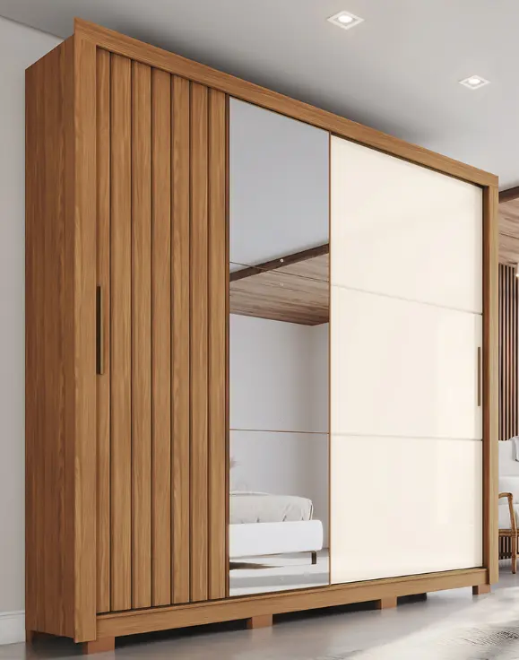 ARMOIRE VASTI REF D339-127 (3PCS) 2PTS SLIDING OFF NATURE/OFF WHITE