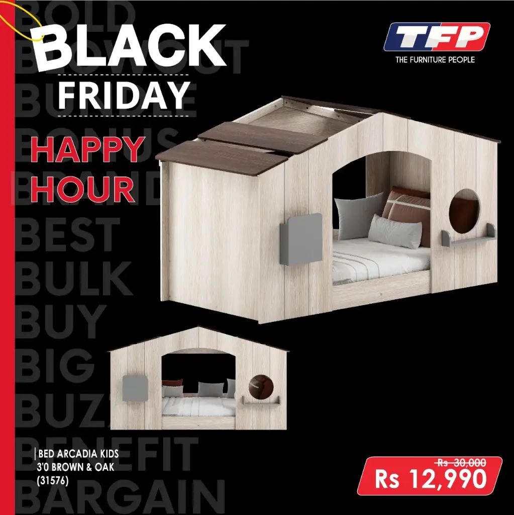 BED ARCADIA KIDS 3'0 BROWN AND OAK