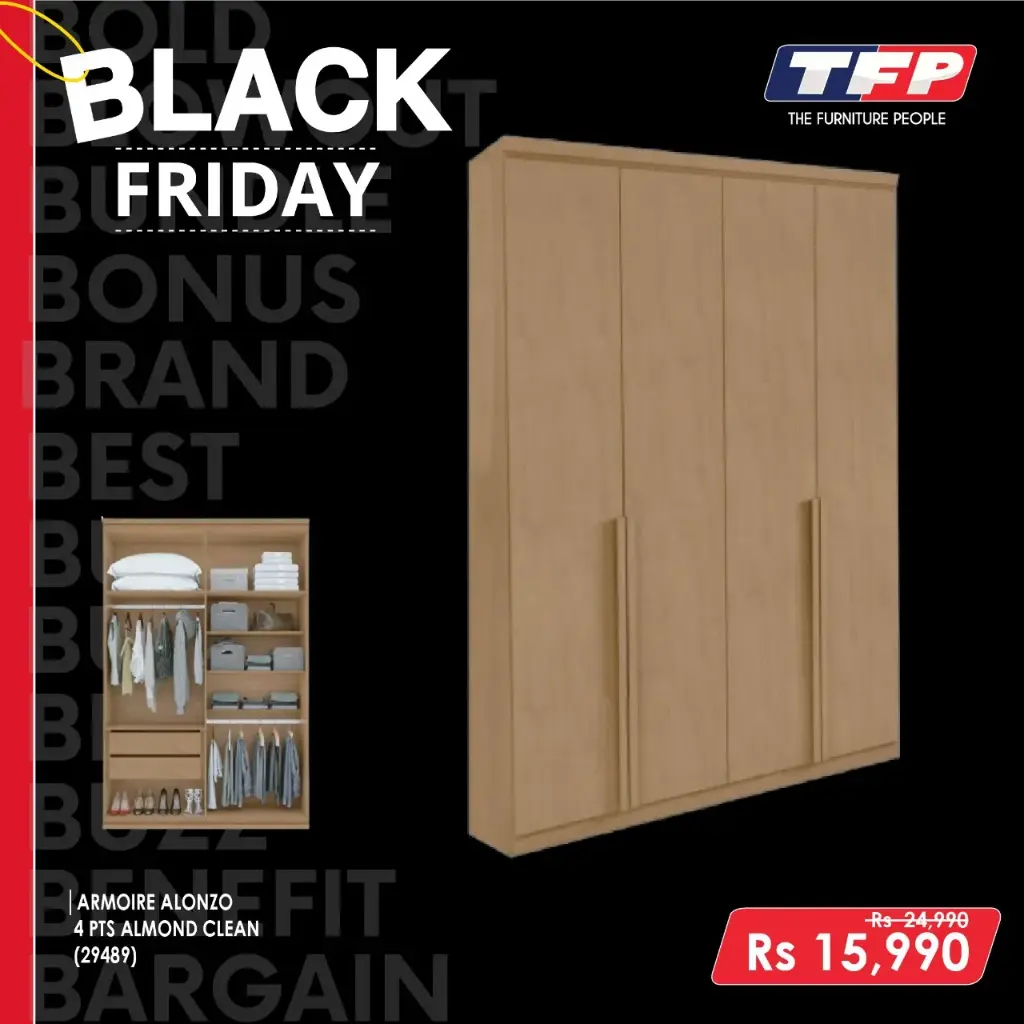 ARMOIRE ALONZO 4 PTS ALMOND CLEAN