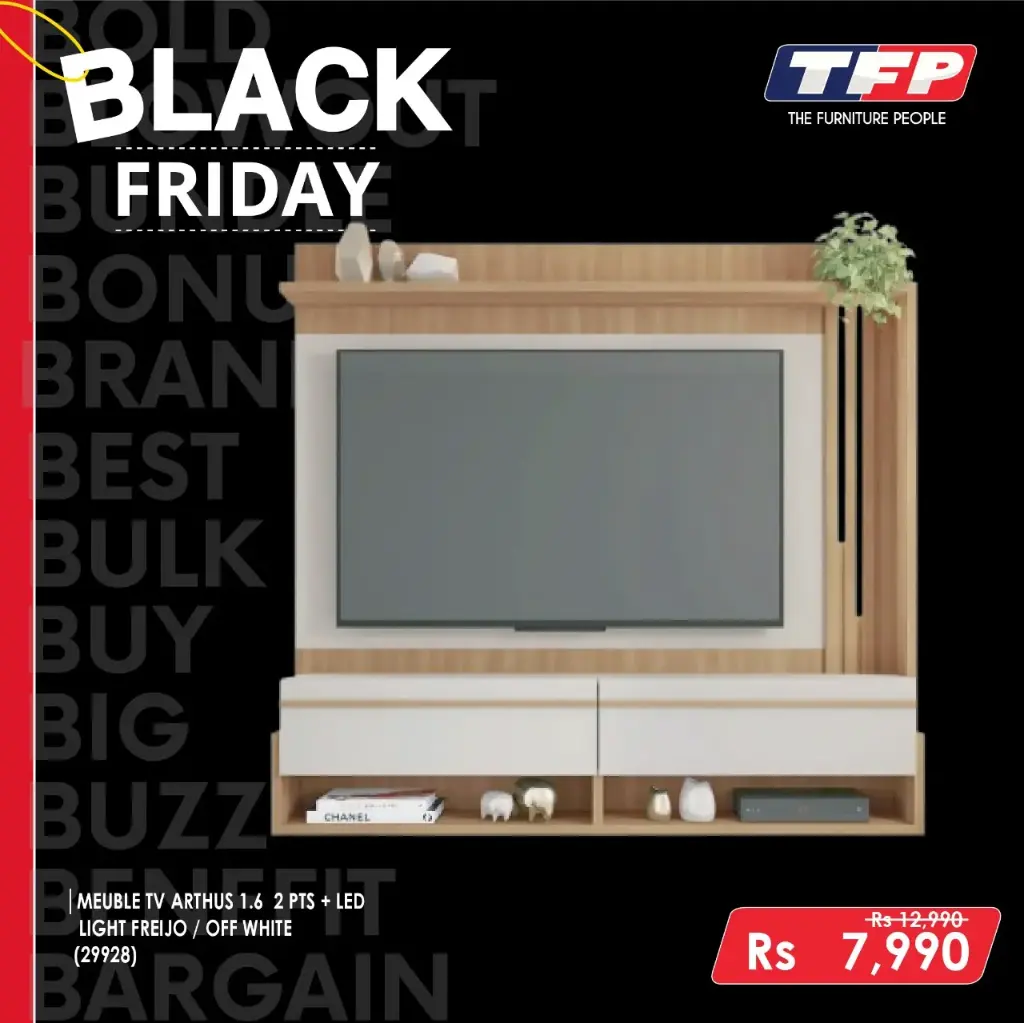 MEUBLE TV ARTHUS 1.6 2 PTS + LED LIGHT FREIJO / OFF WHITE