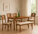 BELGIUM 6 SEATER DINING SET (4 CHAIRS + 1 BENCH + 1 TABLE)