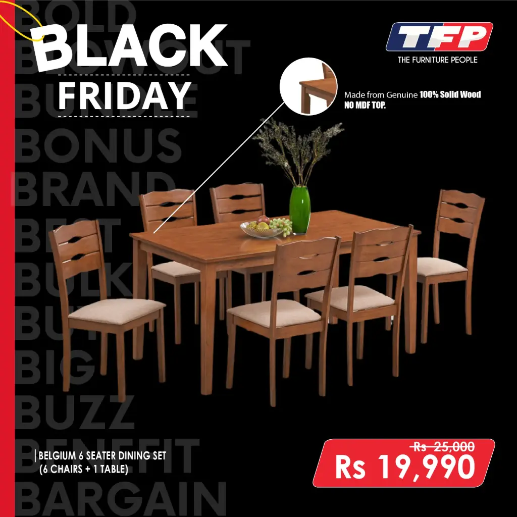 BELGIUM 6 SEATER DINING SET (6 CHAIRS + 1 TABLE)