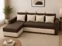 SOFA BED DELFINO L SHAPE WITH BED LIGHT BROWN