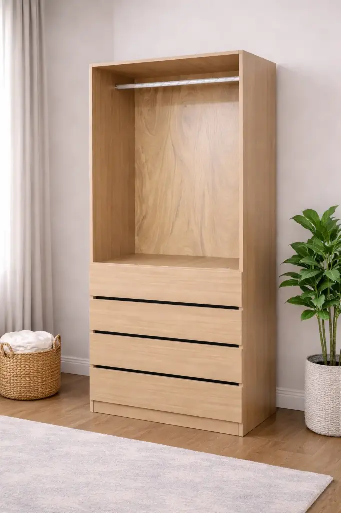 CLOSET LUCY 1 HANGER 4 DRAWER  VANILLA