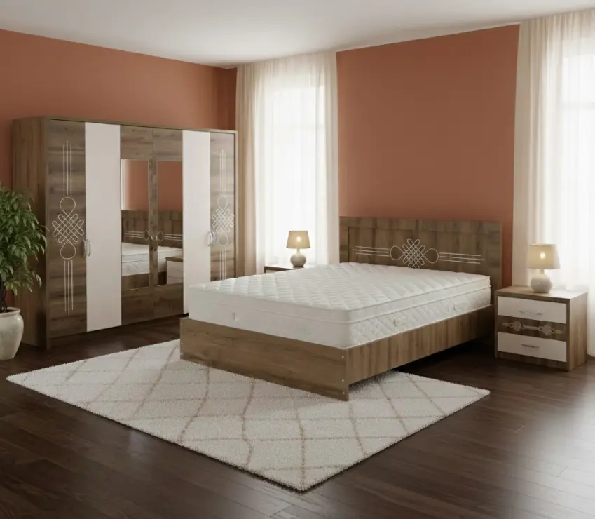 Bedroom Set Grace: Armoire 6 pts 31713 + Lit 5'0 31723 + TDN 31724 + Commode 31714