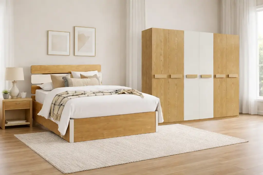 Bedroom Set Essington: Armoire 6 pts 31522 + Lit 5'0 31519