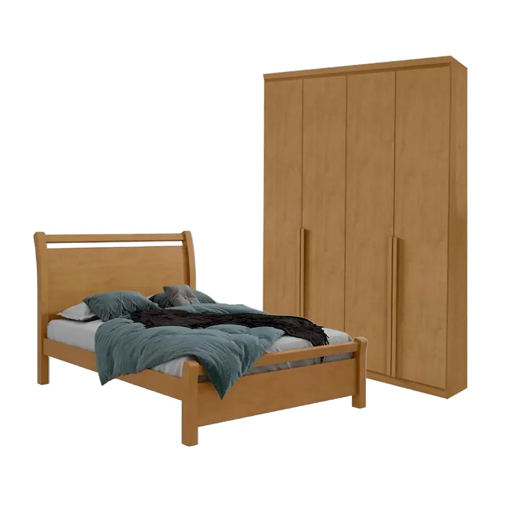 Bedroom Set Alonzo/Reali: Armoire 4 pts 29489 + Lit 4'6 28878