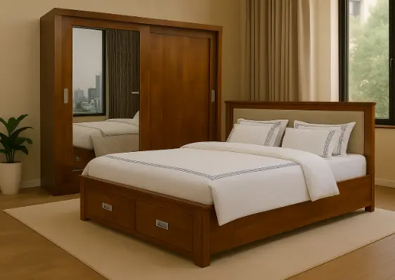 Bedroom Set Midley/Romalia: Armoire Sliding 26639 + Lit 5'0 28242