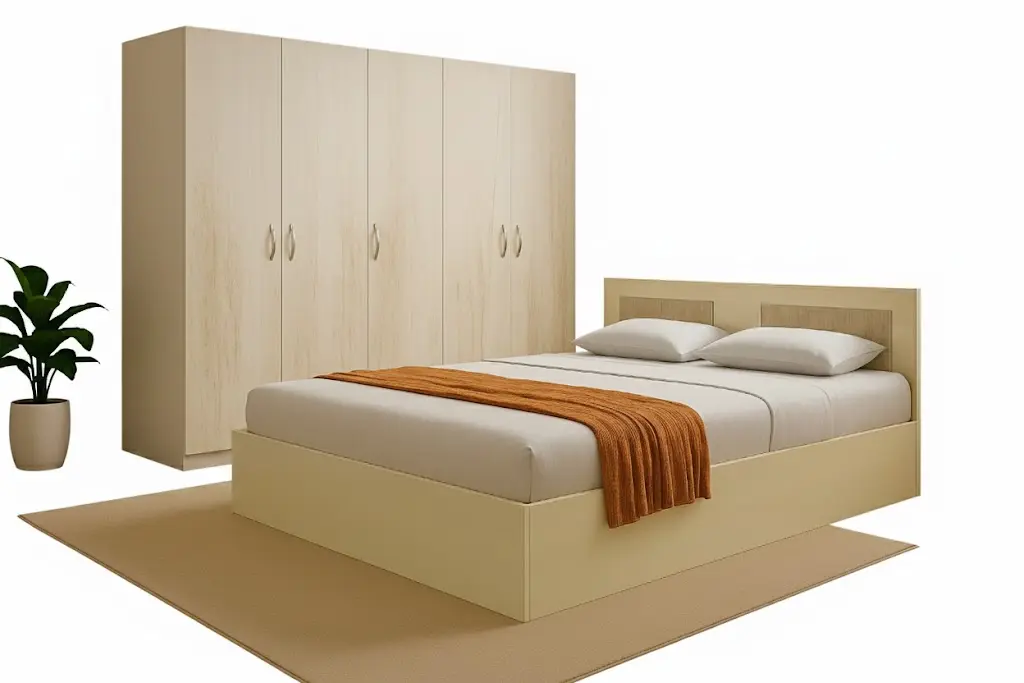Bedroom Set Nice: Armoire 4 pts 30644 + Lit 5'0 30645