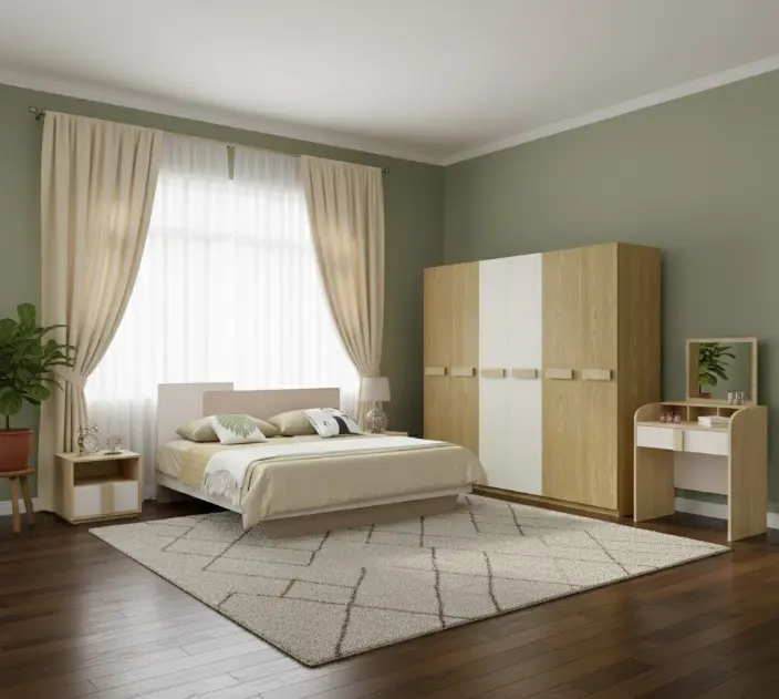 Bedroom Set Essington/Robson: Wardrobe 6 Doors (31522) + Bed 6’0 (31523) + Coiffeuse (31521) + Nightstand (31520)