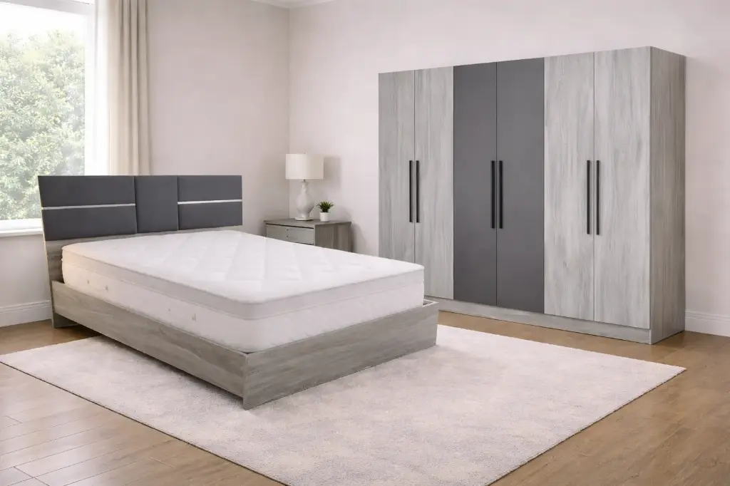 Bedroom Set Nice: Armoire 4 pts 31773 + Lit 5'0 31774