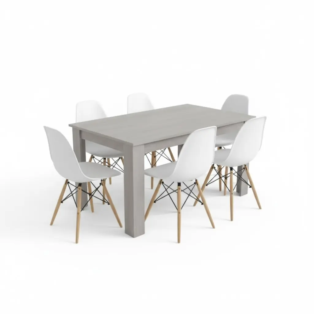 Dining Set Savannah/Nicole: Table 6 seater 31769 + 6 x chaise 31720 White