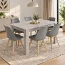 Dining Set Asher/Nicole: Table 6 seater 31769 + 6 x chaise 31719 GREY