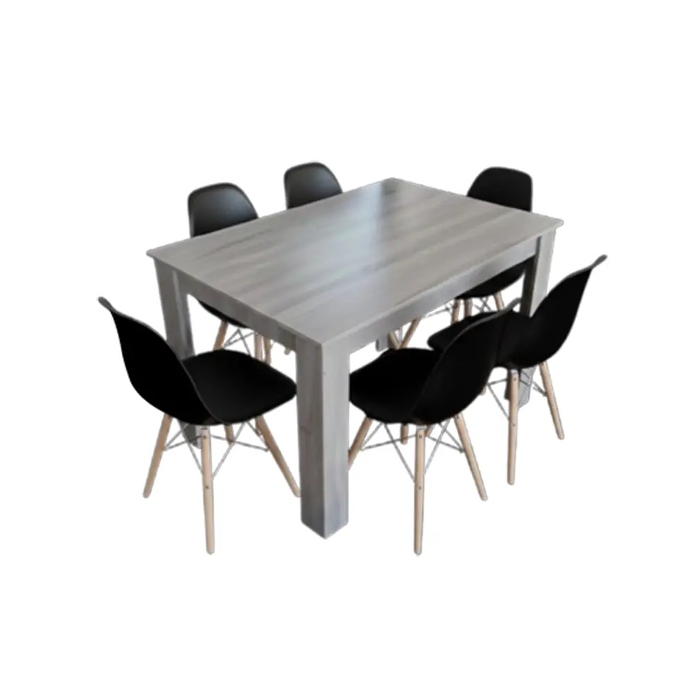 Dining Set Savannah/Nicole: Table 6 seater 31769 + 6 x chaise 31721 Black