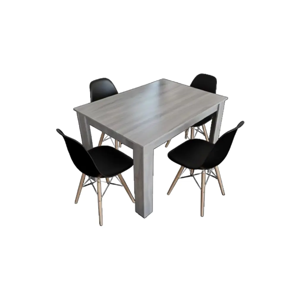 Dining Set Savannah/Nicole: Table 4 seater 31768 + 4 x chaise 31721 Black