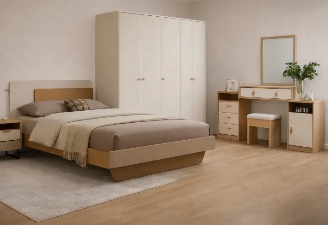 Bedroom Set Robson: Armoire 6 pts 31526 + Lit 5'0 31523 + Coiffeuse 31525