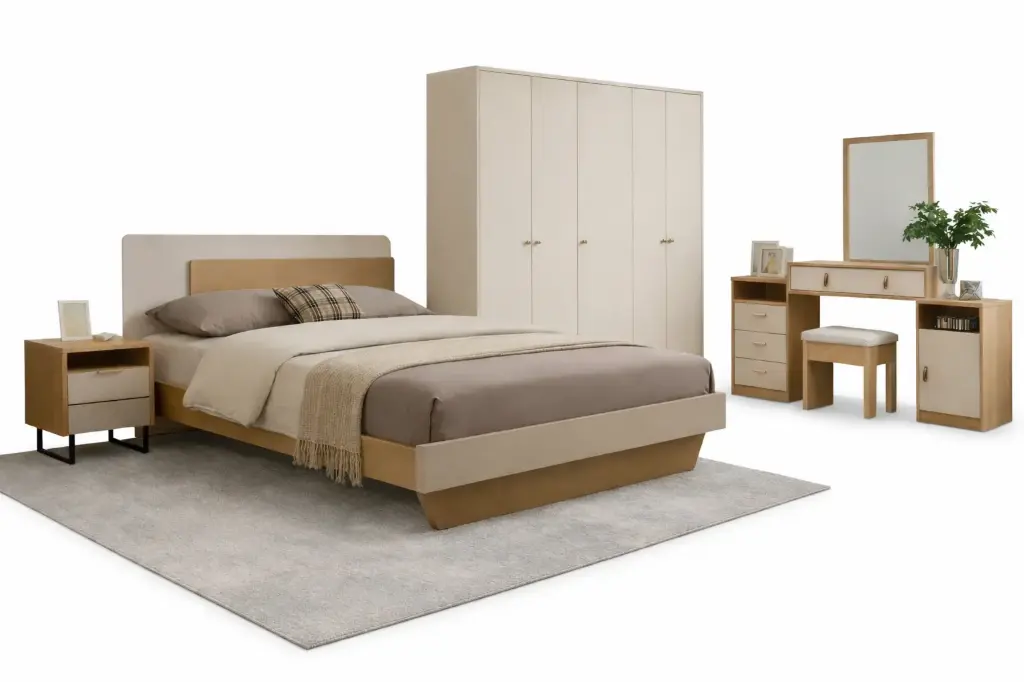 Bedroom Set Robson: Armoire 6 pts 31526 + Lit 5'0 31523 + Coiffeuse 31525