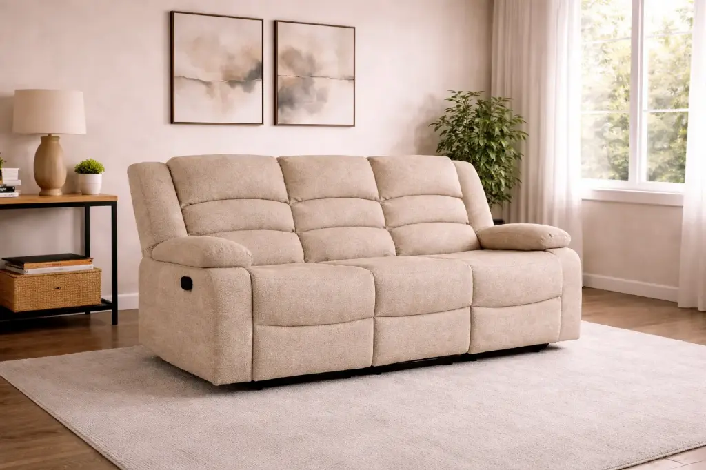SOFA DAWSON REF 6078# 3 SEATER RECLINER LIGHT BROWN ARAGON-14