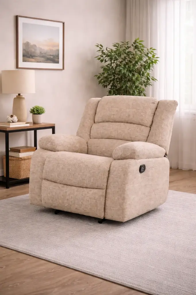 SOFA DAWSON REF 6078# ROCKING RECLINER CHAIR WITH CONSOLE LIGHT BROWN ARAGON-14  