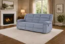 SOFA DAWSON REF 6078# 3 SEATER RECLINER LIGHT GREY/BLUE ARAGON-72