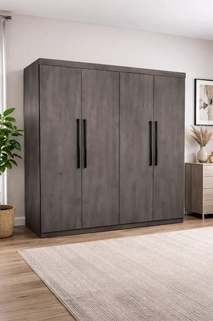 ARMOIRE NICE 6 PTS TABLETTE/PENDERIE DARK GREY REF 9359-1