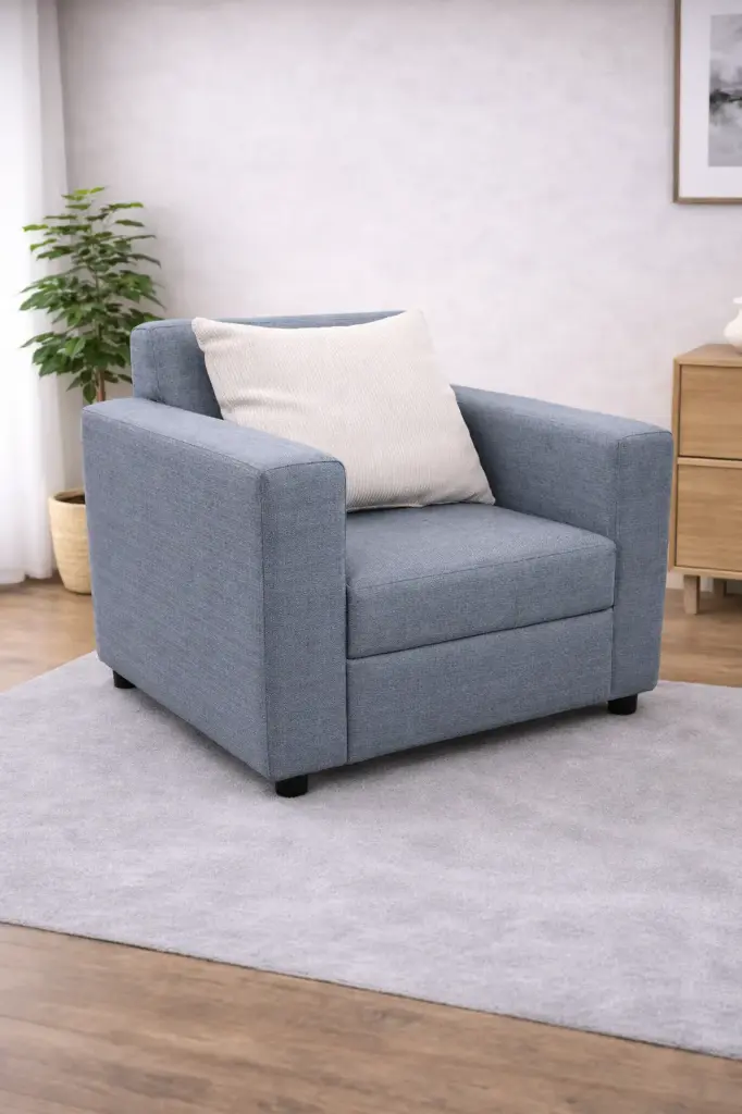 SOFA REDBERRY 1 SEATER GREY  (C88B-20) + 2 CUSHIONS (ZS2504-03) 