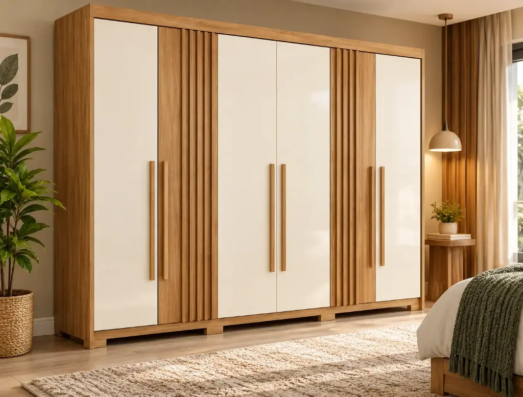 ARMOIRE NORTON REF D325-127 (3PC) 6 PTS + 4 TIRS NATURE / OFF WHITE