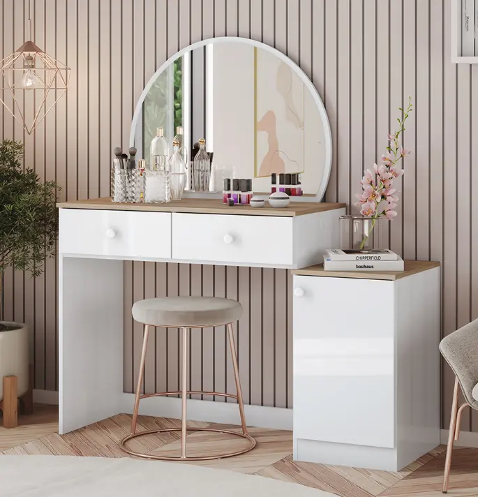 COIFFEUSE AGNES REP-3 REF D921-190 (2PCS) 1PT 3TIRS WHITE/JEQUITIBA HP 