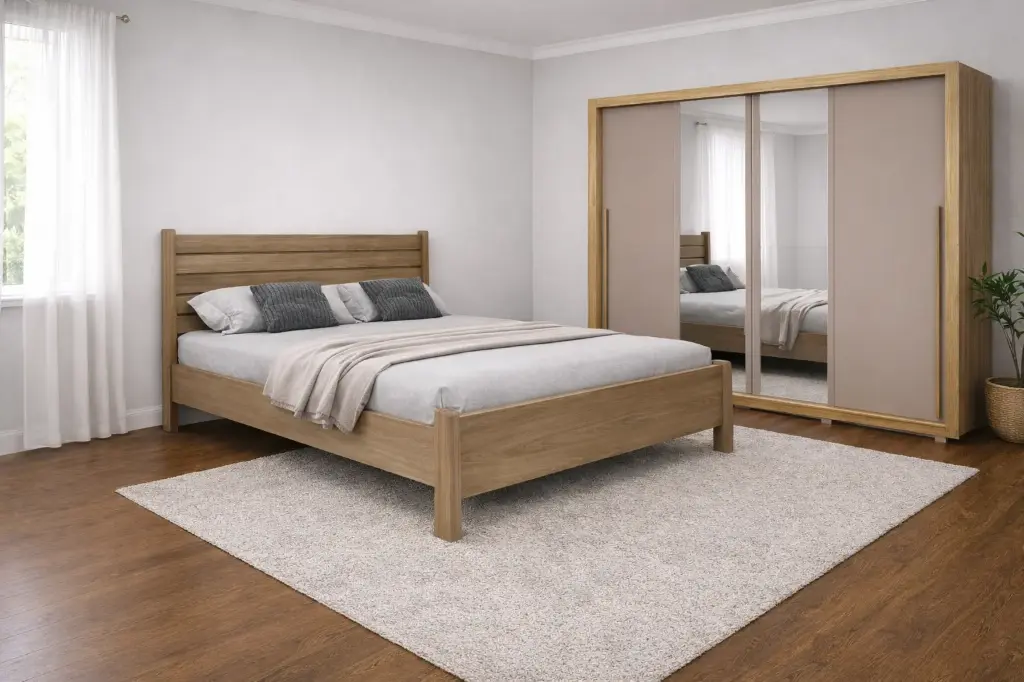 Bedroom Set: Bed Nazario 6'0 + Armoire Practicus 31705