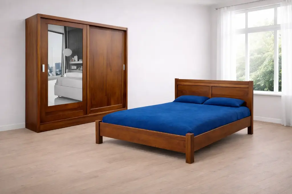 Bedroom Set: Midley Sliding 26639 + Bed Naira 4'6 24224 + Matelas 4'6 CC Relax 15758