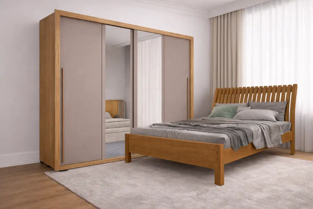 Bedroom Set + Mattress: Wardrobe Practicus 31705 + Arezzo 5'0 30836 + Mattress Pillow Top 16313