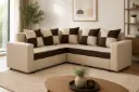 SOFA CHESS L SHAPE +5 CUSHIONS REF BEIGE/BROWN