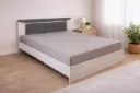 BED MANHATTAN 100% PLYWOOD 5'0 METAL BASE DARK GREY/BEIGE