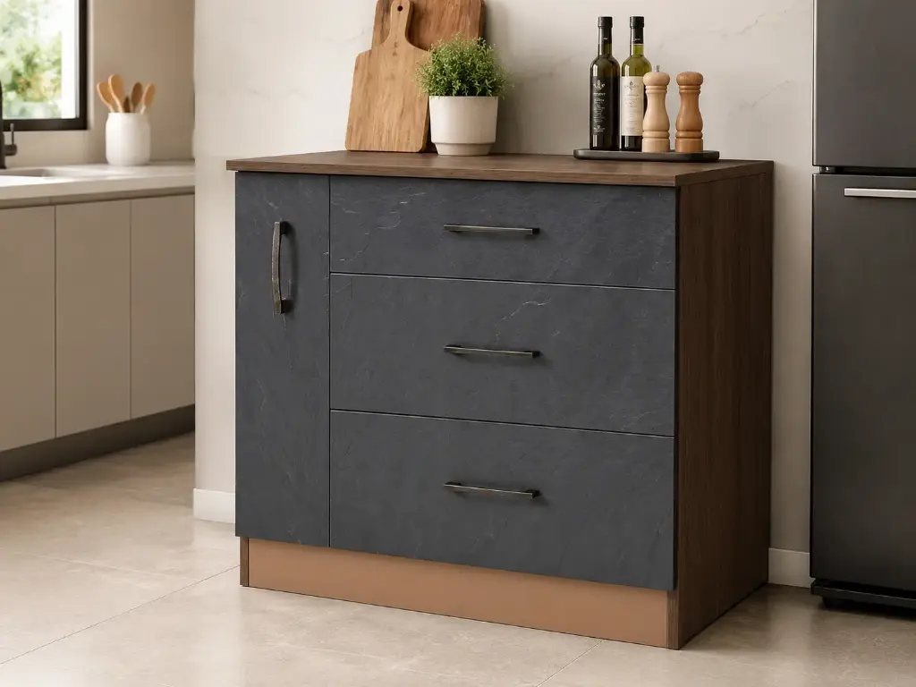  KITCHEN BASE UNIT 3TIRS+ SPICE RACK CAMEROON BROWN & GREY