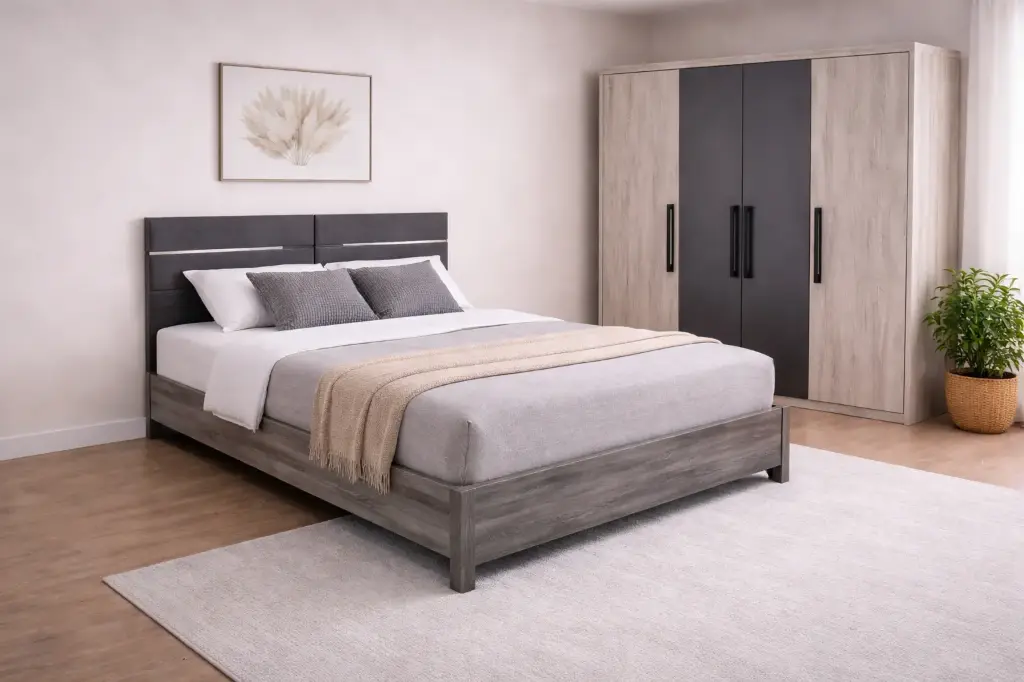 Bedroom Set Nice: Armoire 4 pts 31959 + Lit 5'0 31960